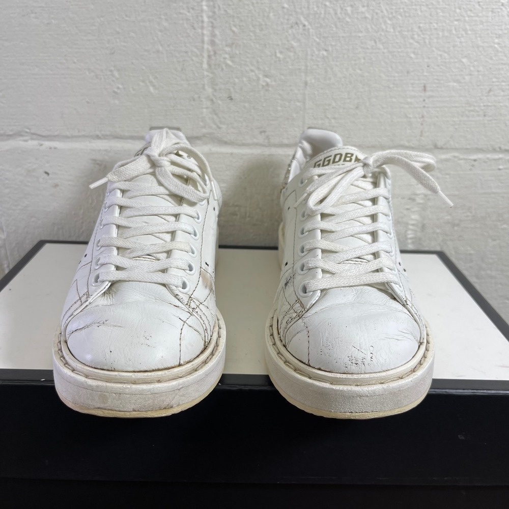 Golden Goose Starter White Leather Silver Glitter Sneakers Women's 36 EU/6 US - Picture 3 of 15